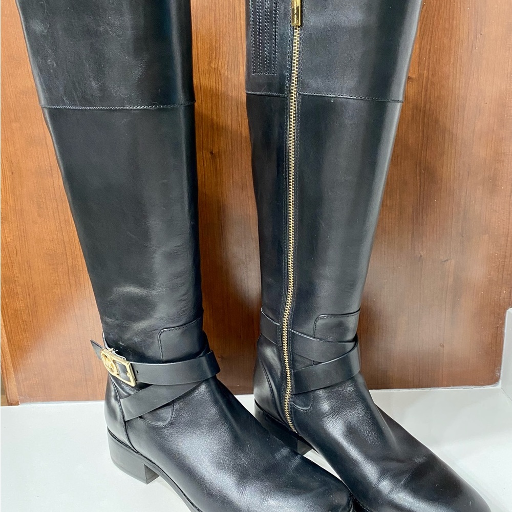 Michael Kors black leather riding Bryce Women’s boots, size 9M. - Picture 4 of 8